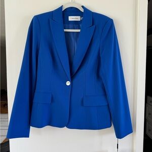 NWT Calvin Klein One-Button Blazer Jacket Regatta Size 6